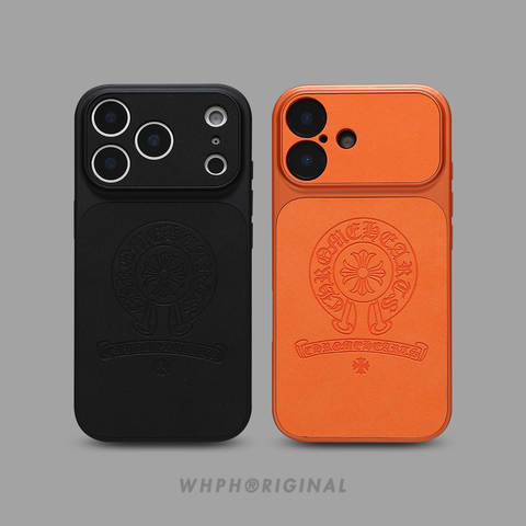 For Girls – 17/16/15/14/13/12 – Chrome Hearts Leather – Flower, Vintage Style iPhone Case