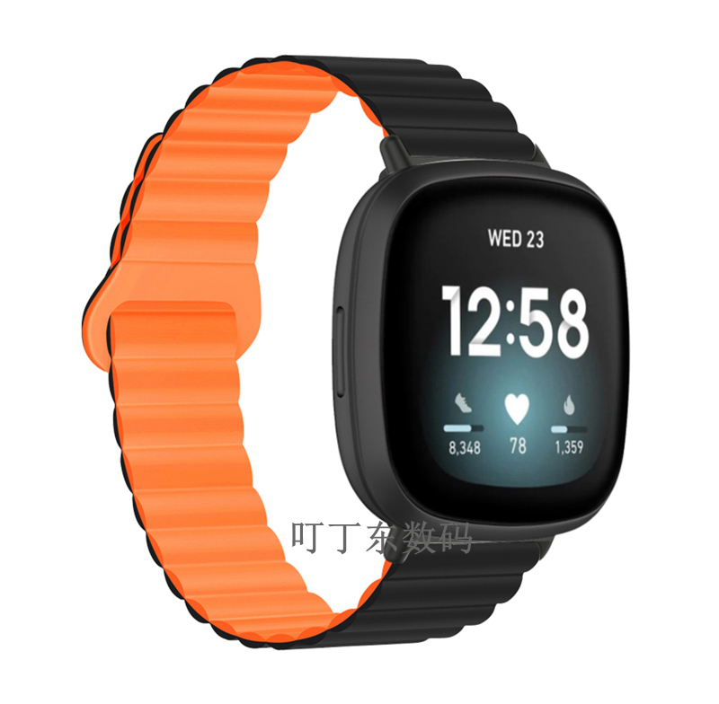 Suitable for Fitbit Versa1/2/3/4/Sense1/2 Magnetic Silicone Strap, Two-Color Waterproof, Skin-Friendly and Suitable for Sports