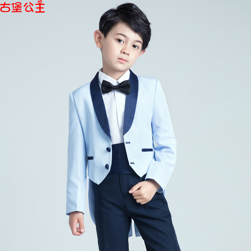 Children's Gown Boy Tuxedo Schoolboy Host Flower Boy Wedding Piano Plays Out of Birthday Suit Handsome
