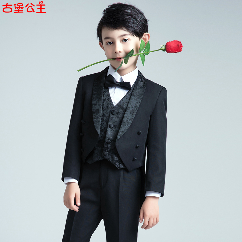 Boys' Suit Set, Spring Korean Style Suit, Children's Baby Tuxedo, British Style Flower Boy Dress, Host Performance Costume