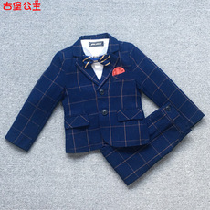 Костюм детский 儿童西服男小西装套装春季帅气花童礼服格子六一主持人演出服婚礼