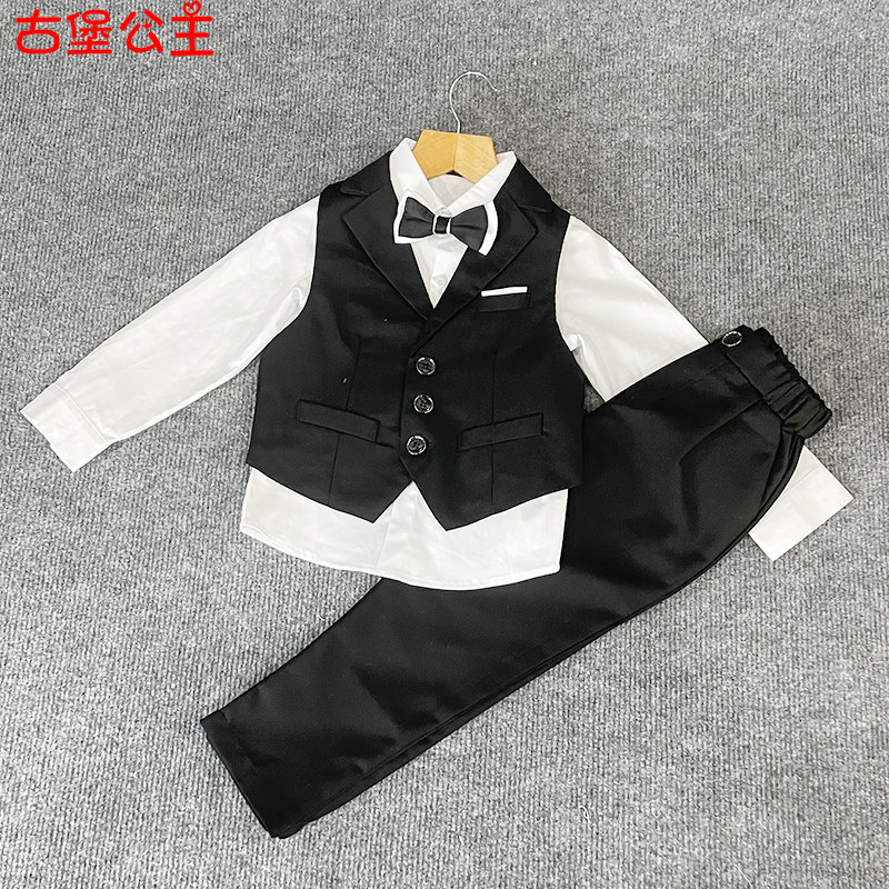 Children suits suit boy handsome gas baby boy's year old suit vest flower boy wedding autumn choral performance suit