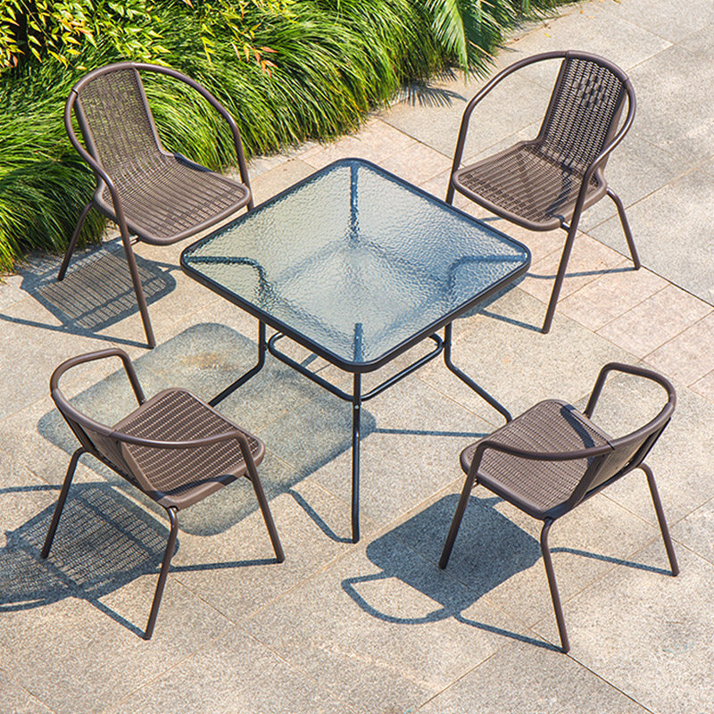 Outdoor table and chair courtyard leisure with umbrella combination open-air wrought iron outdoor balcony rattan chair three-piece set waterproof sun protection