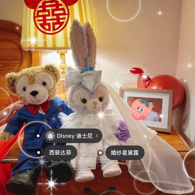 Мягкая игрушка 手作毛绒玩具托尼白色西服和好朋友兔子星黛露婚纱 Other
