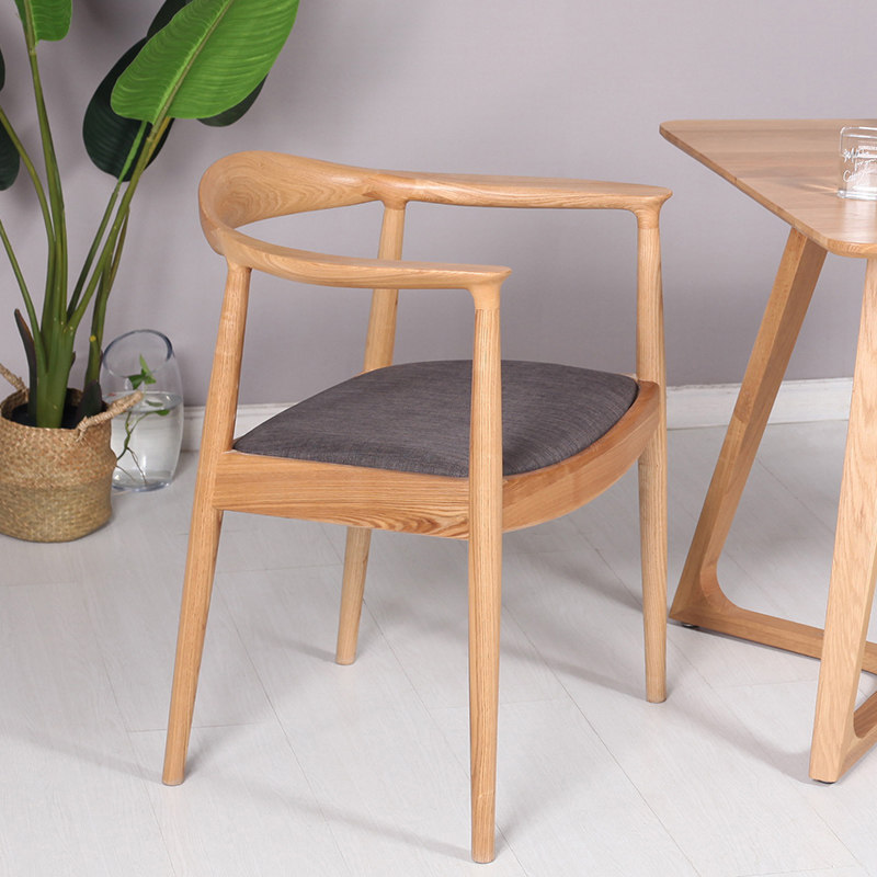 Nordic Dining Chair Solid Wood Chair Kennedy Presidential Chair New Chinese Circle Chair Modern minimalist American dining room leaning back chair