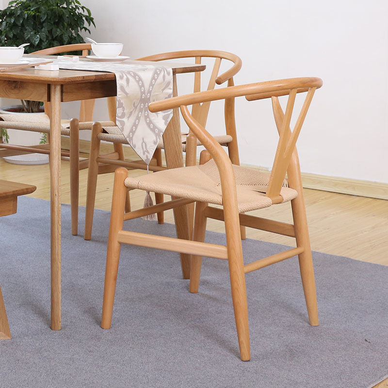 Nordic dining chair horn chair table chair study chair tea home solid wood stool simple back ash y chair