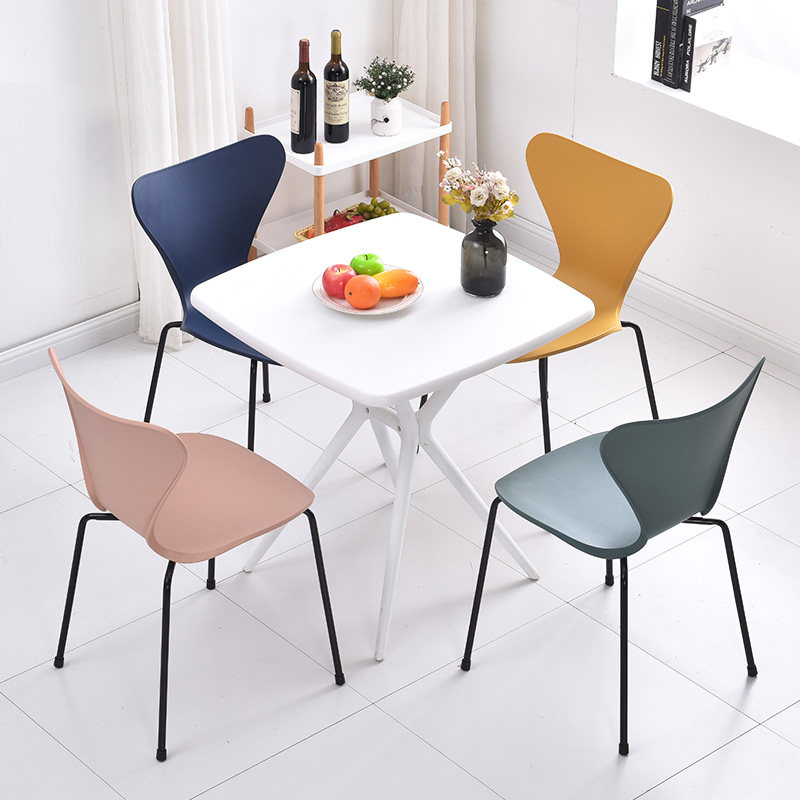 Nordic Tennis Red Ins Dining Chair Plastic Home Iron Art Minima Fashion Creative Talks Light Lavish Dining Room Backrest Chair