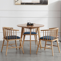 Solid Wood cafe round dining table and chair combination leisure negotiation table home large table small apartment Nordic small round table