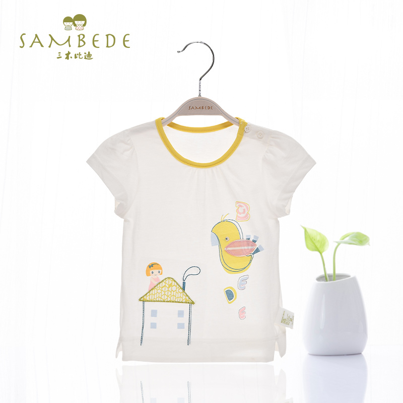 80 90 yards three-wood bidi girl baby thin short sleeves T-shirt blouses children's baby toddling undershirt summer