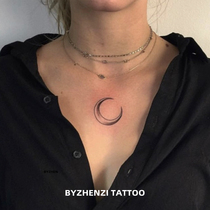 BYZHENZI hazelnut this shop ins Wind dark moon chest lifelike personality waterproof durable tattoo stickers