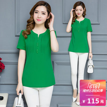 2018夏季新款大码纯色短袖T恤衫上衣女短款气