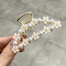 2023 New Flowers Medium Number Grip STYLE ELEGANT TEMPERAMENT PAN HEAD HAIR CLIP MESH RED PEARL GLAZED METAL HAIR GRIP