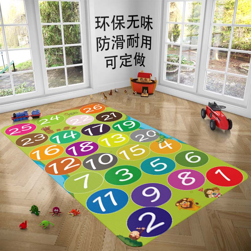 Early Education Kindergarten Number Pinyin Grid Hopscotch Children's Room Carpet Non-Slip Educational Learning Game Crawling Mat
