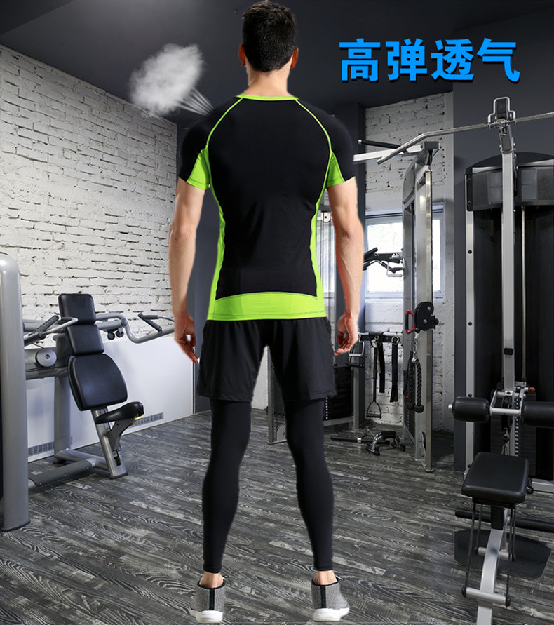 Quần áo thể thao lưới lụa nam quần áo nhanh khô quần áo thể dục chặt chẽ quần áo ba mảnh phù hợp với quần áo bóng rổ chạy quần short tập gym nam