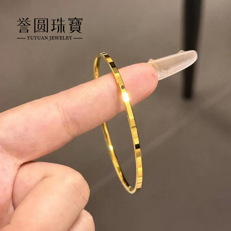 Kajia Shuibei Gold New Model Gold Bracelet Pure Gold 999 Popular Lightweight Plain Band 5D Hand Jewelry Bracelet for Women