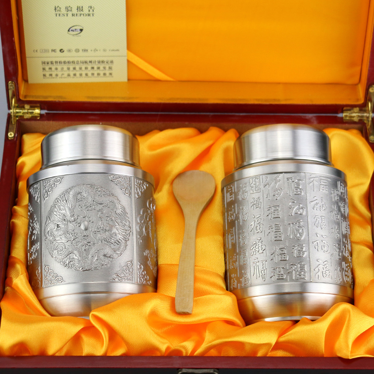 murcia pure tin-made tea leaf jars sealed tea pot refreshing pure tin pot ceramic purple sand gift box set of tin tea box