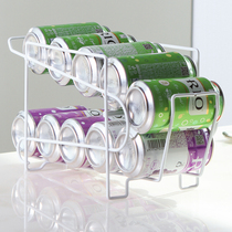 Hongke refrigerator cans rolling storage rack double-layer finishing rack kitchen iron desktop storage rack beverage rack
