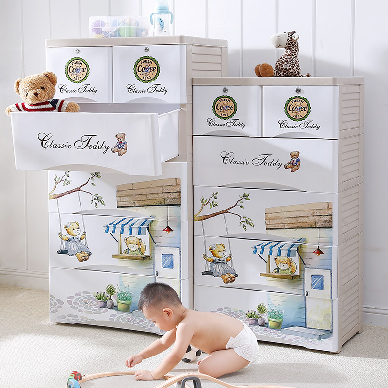Hongjia storage cabinet drawer type baby wardrobe chest children's Sundries toys finishing cabinet plastic lockers