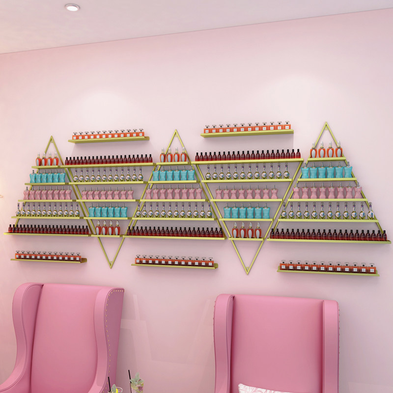 Nail art shelf display rack wall hanging net red iron nail polish rack triangle wall put nail polish glue rack