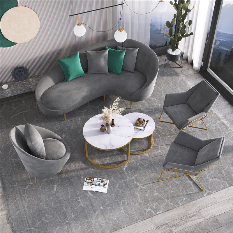 Modern Living Room Sofa Tea Table Composition Office Clothing Shop Sample House Display Center Beauty Salon Creative Web Red Fabric Sofa