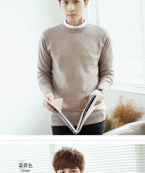 Mùa thu và mùa đông nam mới áo len cashmere cổ tròn áo len áo len cỡ lớn V-cổ áo len màu rắn đáy quần jean nam ống rộng