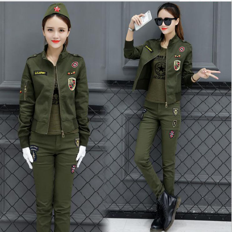 Camouflage dress female sports leisure suit student dress sailor dance team performing in the Korean edition outdoor tide autumn