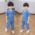 Quần áo trẻ em trai Hanfu Phong cách Trung Quốc Trẻ em Tang phù hợp với trẻ em phù hợp với em bé mùa hè ngắn tay retro hai mảnh - Phù hợp với trẻ em quần áo bé trai 1 tuổi Phù hợp với trẻ em
