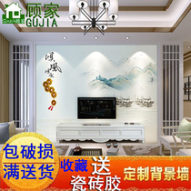 Ceramic tile TV background wall three-dimensional carving New Chinese style simple living room art mural High temperature microcrystalline Shunfeng Shunhui