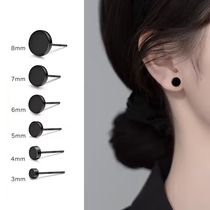 Boucles doreilles rondes noires pour oreilles percées boucles doreilles sans sommeil clous doreille à fond plat haut de gamme pour femmes boucles doreilles à ongles cochléaires pour hommes