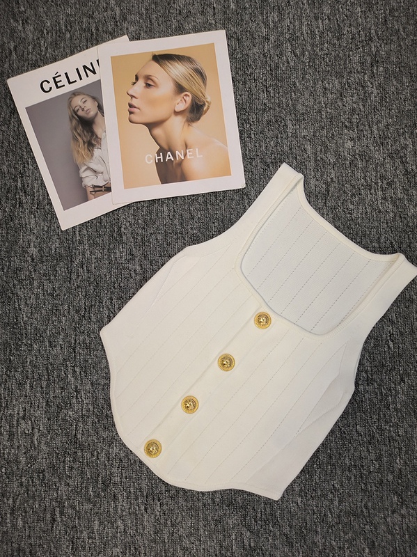 Aifei Balmain 2025 Summer Girl Group Hot Girl Style Knitted Sexy Slim Fit Navel Exposed Sleeveless Knitted Vest