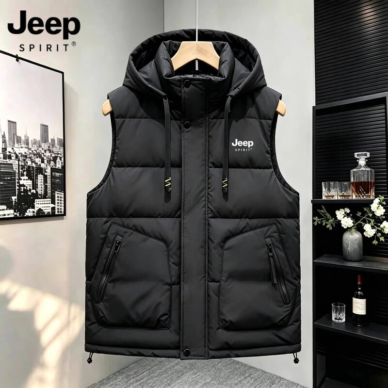 Jeep Spirt Youth Vest Men's 2026 Autumn and Winter Sleeveless Vest for Middle and High School Students Hooded Vest Jeep Spirt Youth Vest Men's 2026 Autumn and Winter Sleeveless Vest for Middle and High School Students Hooded Vest