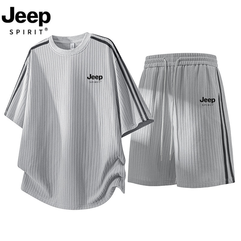 Jeep Spirit Ice Silk Short-Sleeved Suit for Men, Summer Youth Quick-Drying T-Shirt, High School Entrance Examination Students, Large Size Sportswear