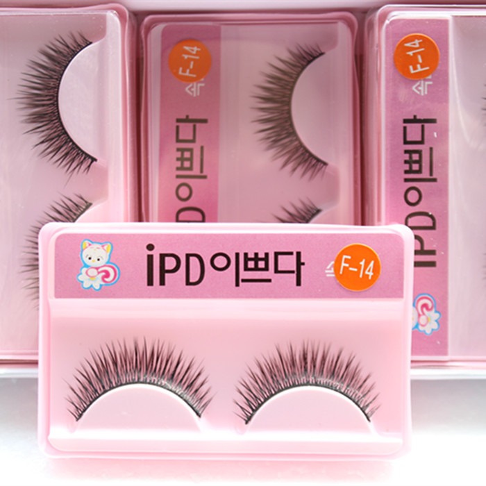 Hàn Quốc IPD Kitty lông mi giả F14 khỏa thân tự nhiên trang điểm chéo dày Stage Studio trang điểm gel kích mí the face shop