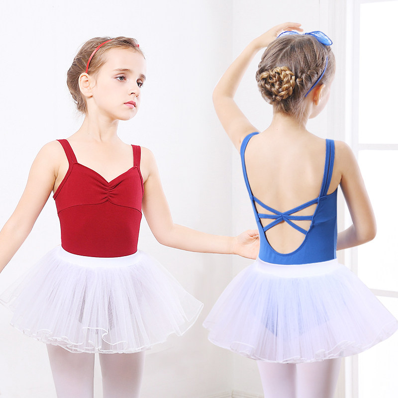 Dance clothes children's girls summer suspenders ballet gymnastics clothes tutu skirt suits girls Chinese dance verification test practice clothes