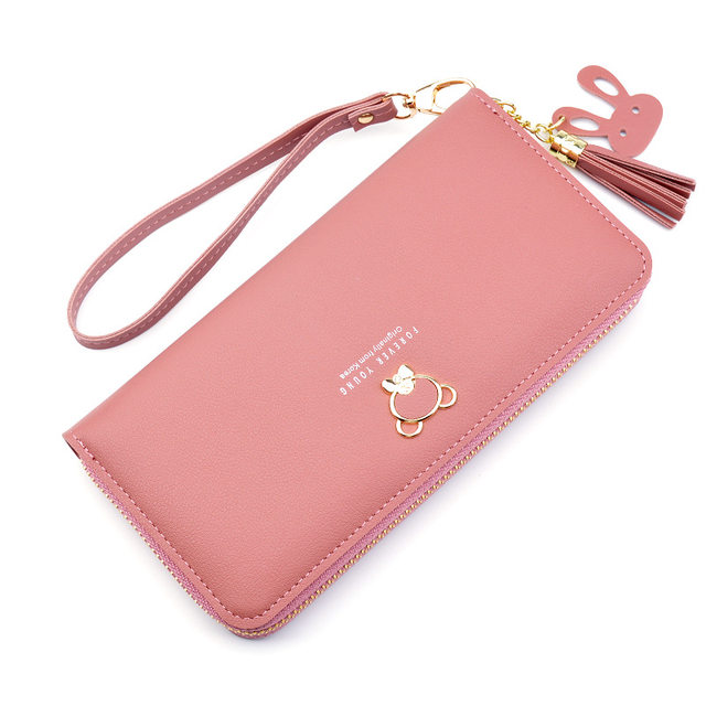 Coin purse young lady long style 2024 new small fresh wallet cute leather wallet zipper clutch bag clutch bag