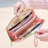 Новый кошелек с бантом, 2024, женский длинный кошелек на молнии, клатч, шерстяной шарик, кошелек для монет в иностранном стиле