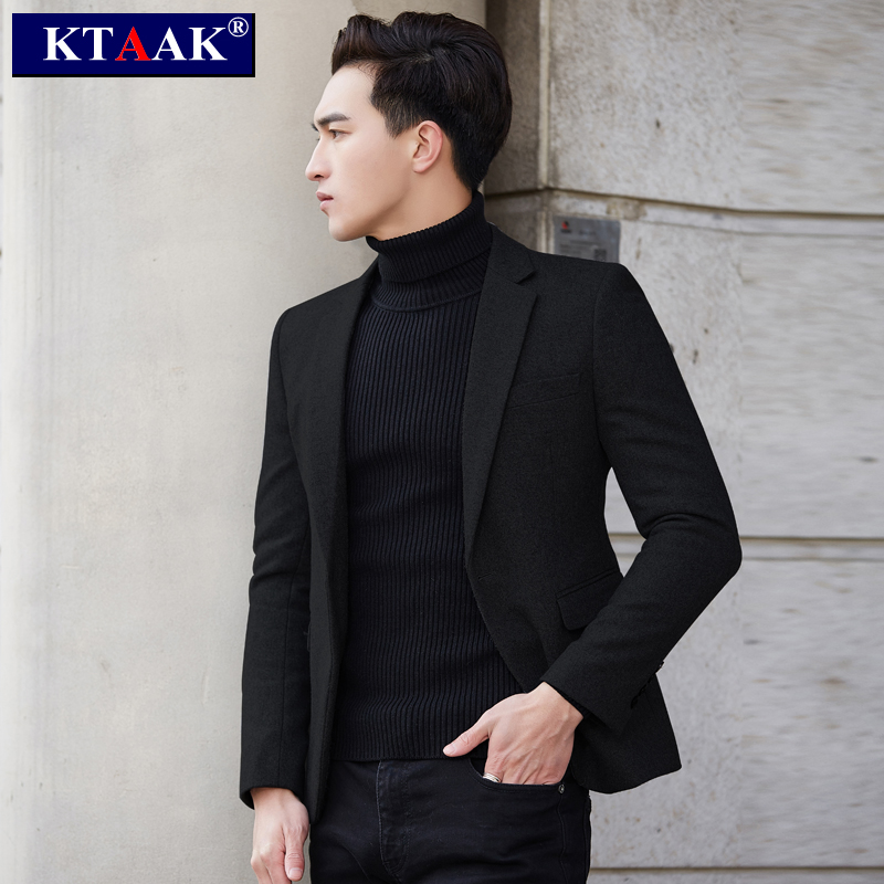 Autumn wool Sifu for men's body Han version Youth small Western-style men's casual jacket thickened single blouse trend