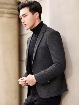 Men's woolen casual small suit jacket slim Korean version of the trend handsome autumn and winter Nix suit jacket single piece
