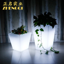 LED decorative flowerpot glowing flowers large flowerpot furniture ornaments plastic hollow candy color high-grade courtyard flowerpot