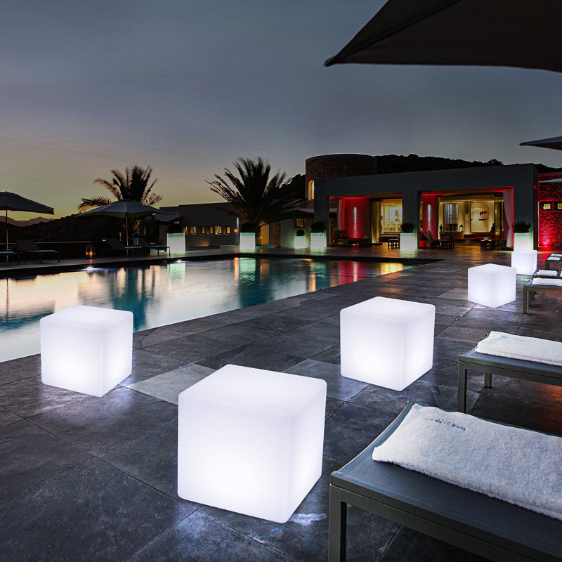 Luminous cube stool modern creative bar coffee table outdoor wedding event cocktail table and chair colorful remote control stool