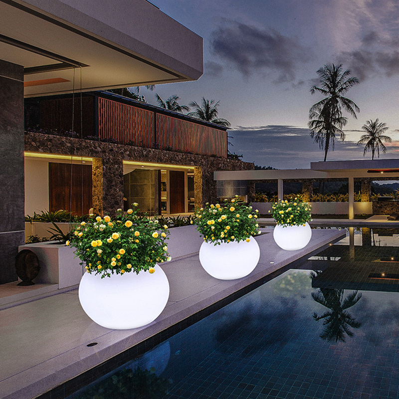 Outdoor flower pot decoration lightgreen plant waterproof plastic glow potted pot activity live courtyard decoration pot