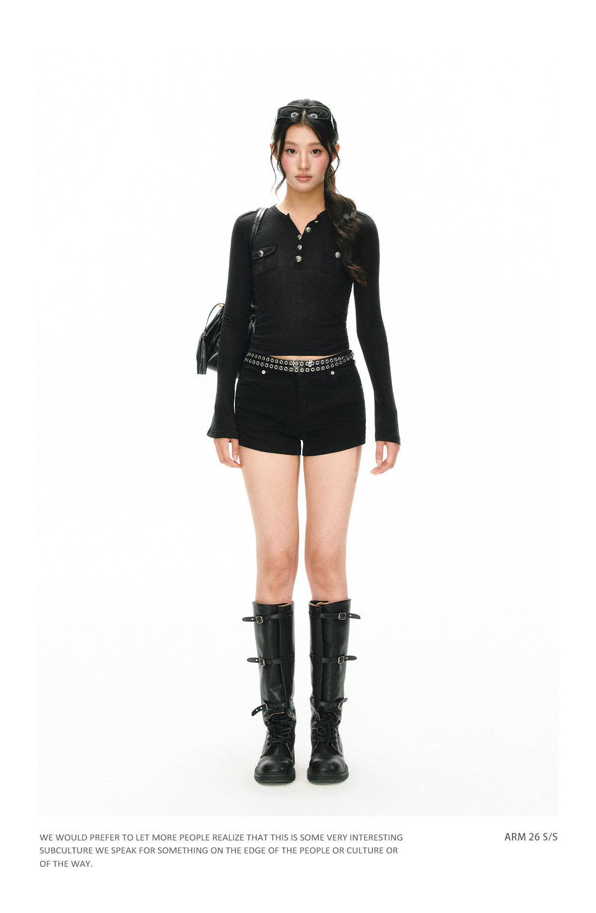 ARISEISM Black Slim-Fit Henley Top