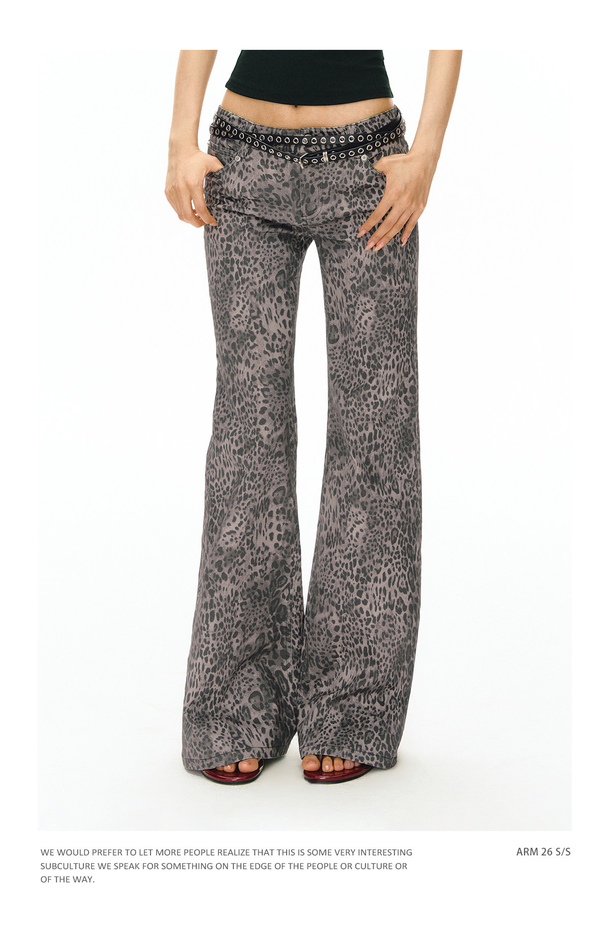 ARISEISM Leopard Print Low-Rise Flare Pants
