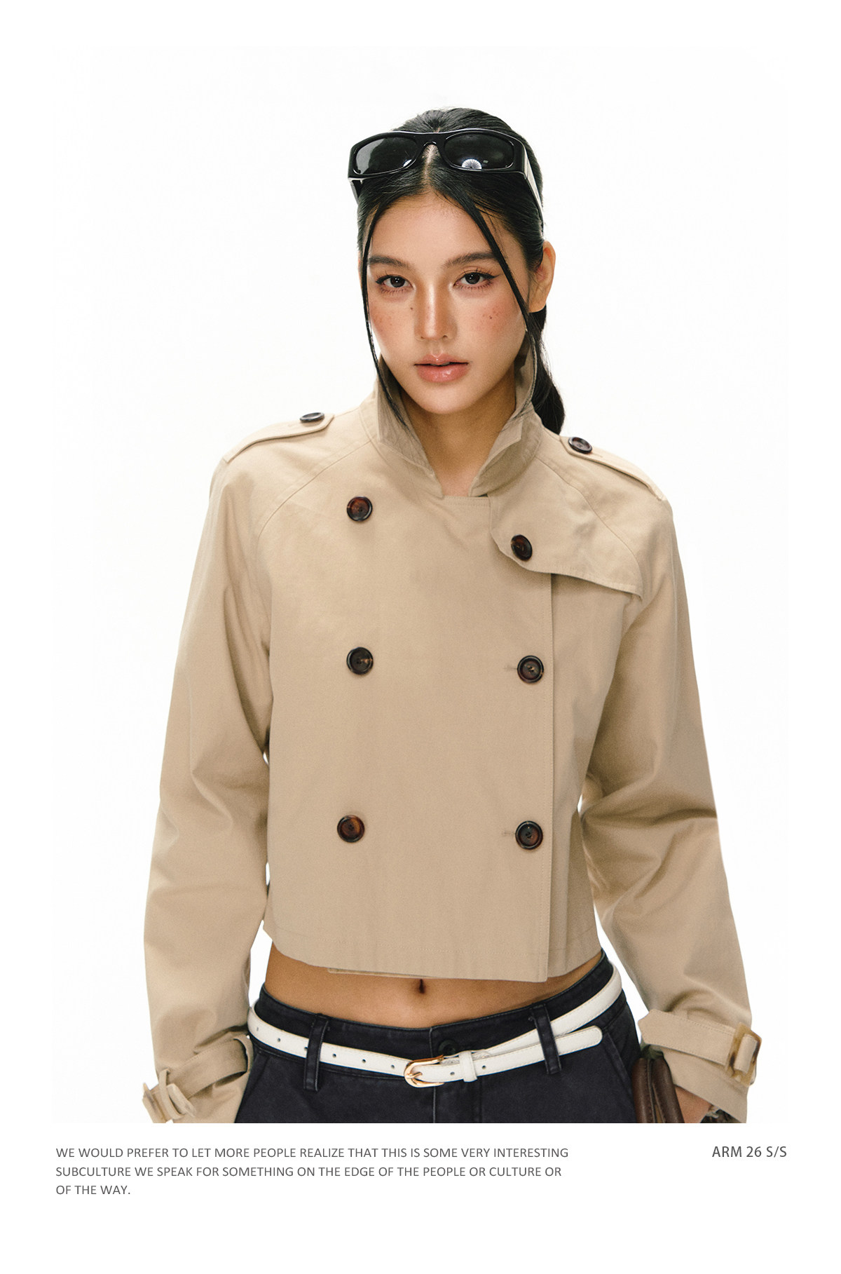 ARISEISM Cropped Khaki Trench Coat