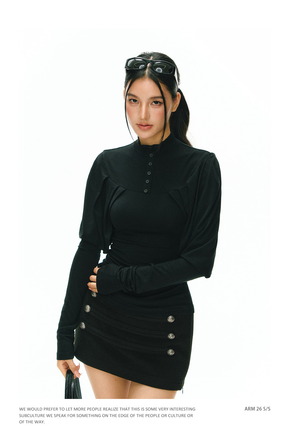 ARISEISM Black Cropped Long-Sleeve Tee