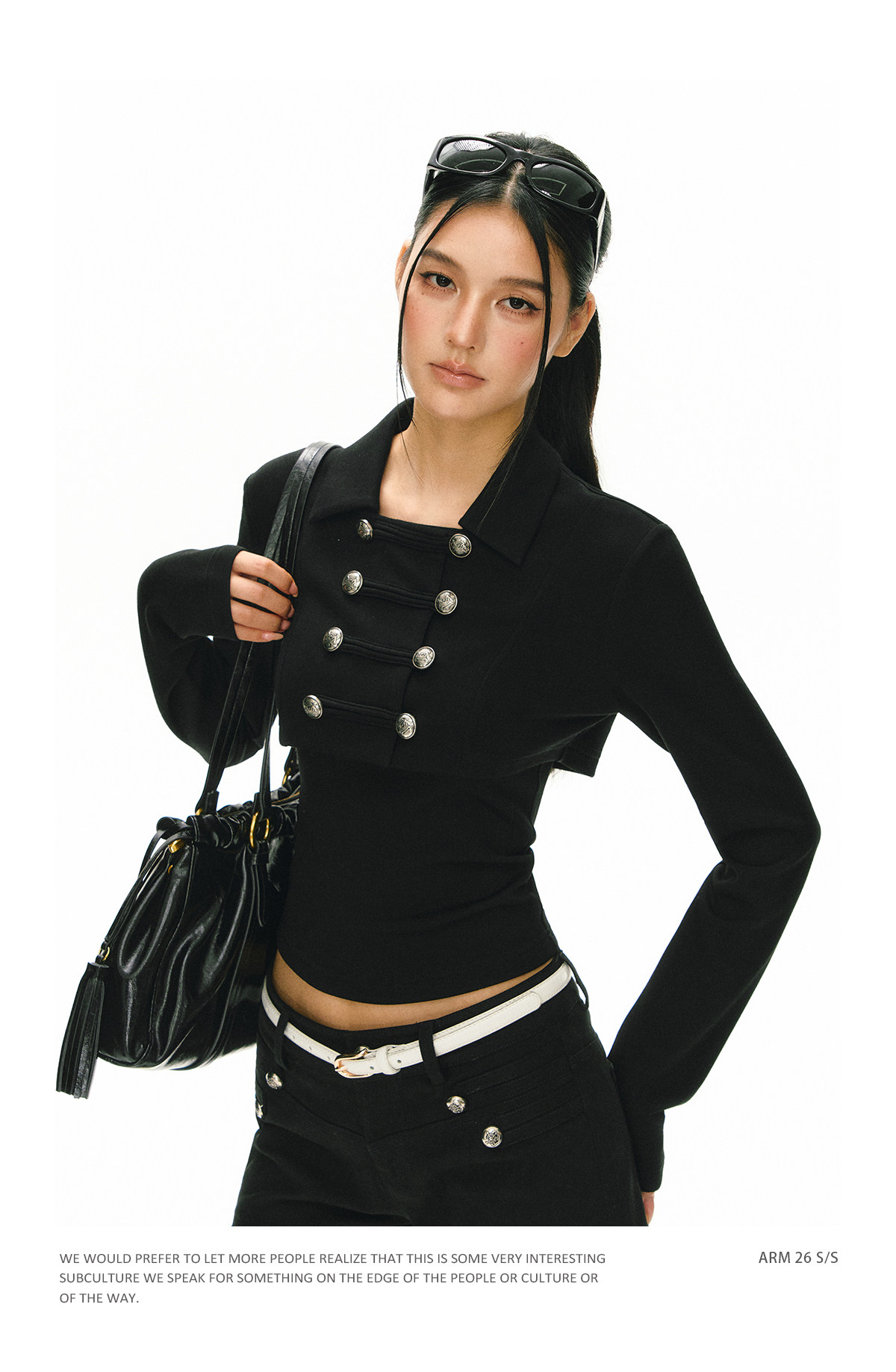 ARISEISM Black Cropped Cami Jacket Set