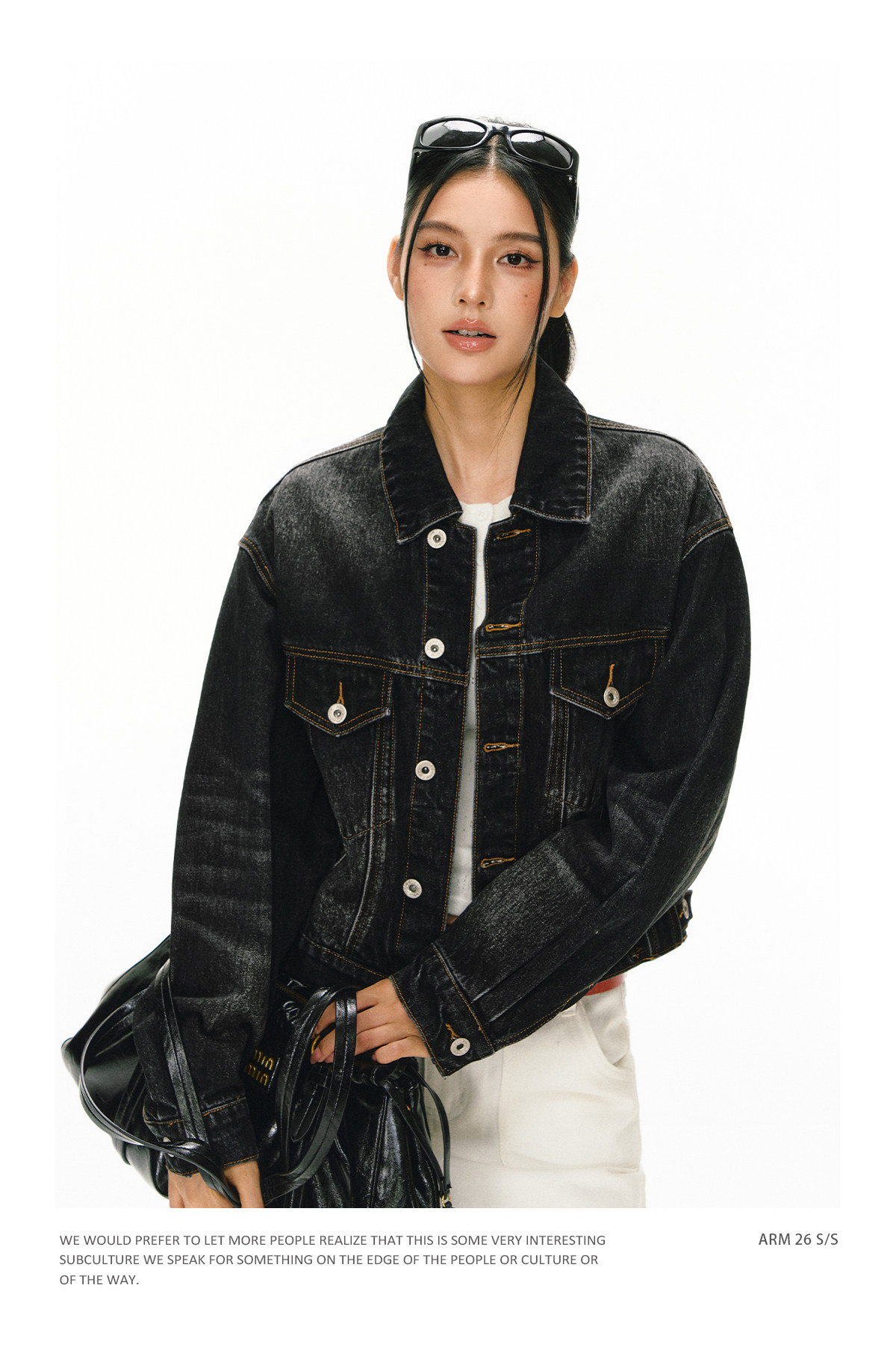 ARISEISM Retro Cropped Denim Jacket