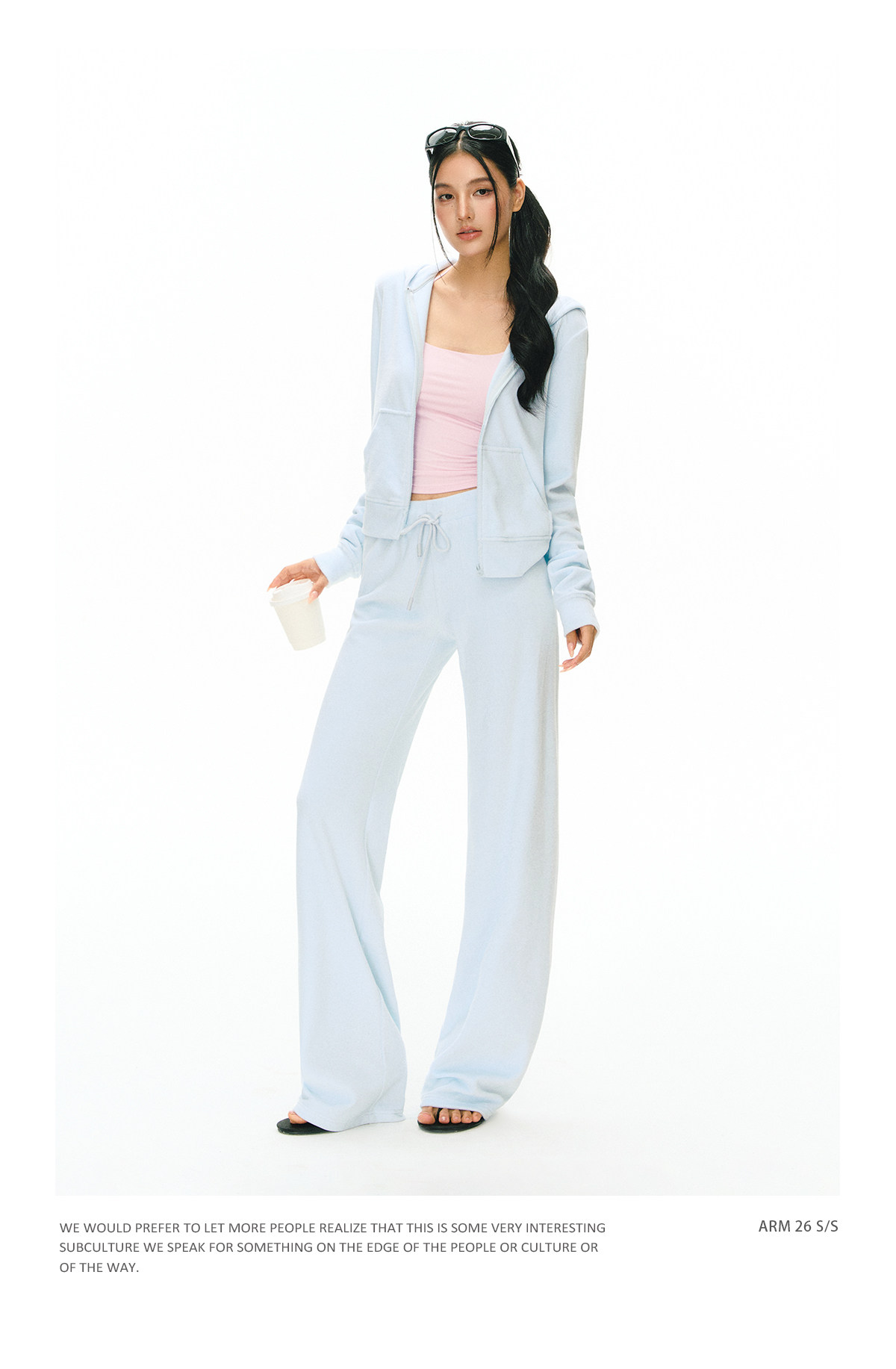 ARISEISM Zip-Up Cropped Sweatshirt Set