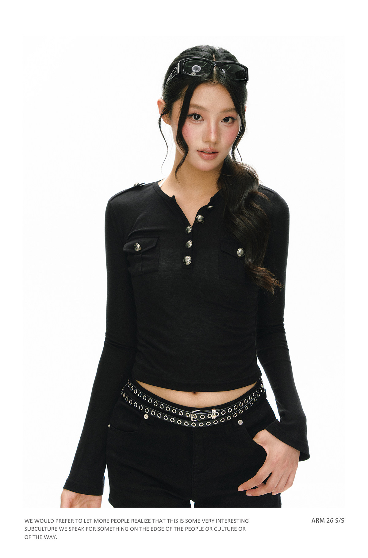 ARISEISM Black Slim-Fit Henley Top
