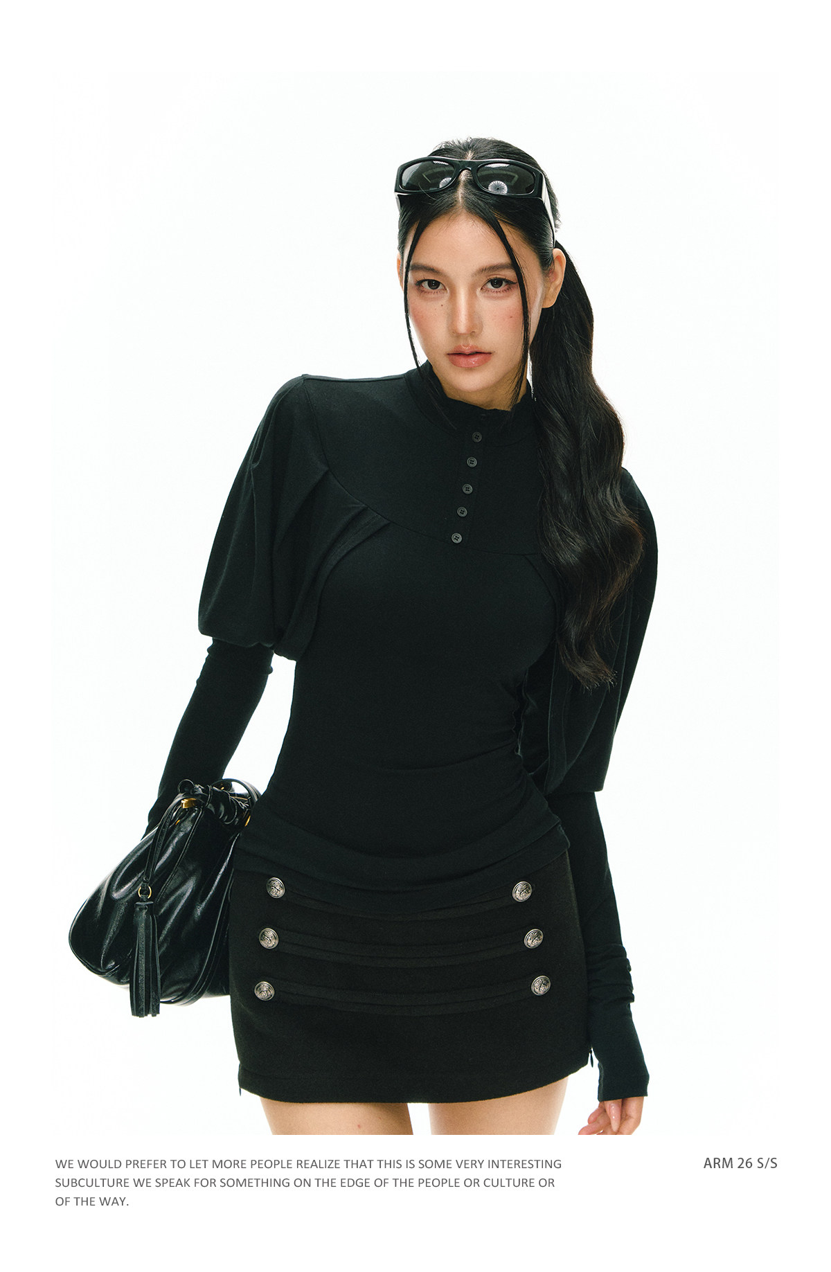 ARISEISM Black Cropped Long-Sleeve Tee